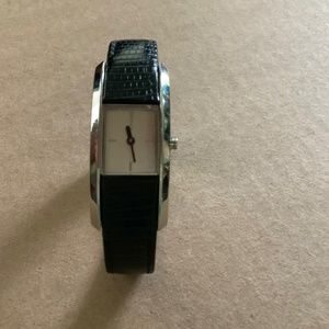 DKNY Black Leather Strap Watch